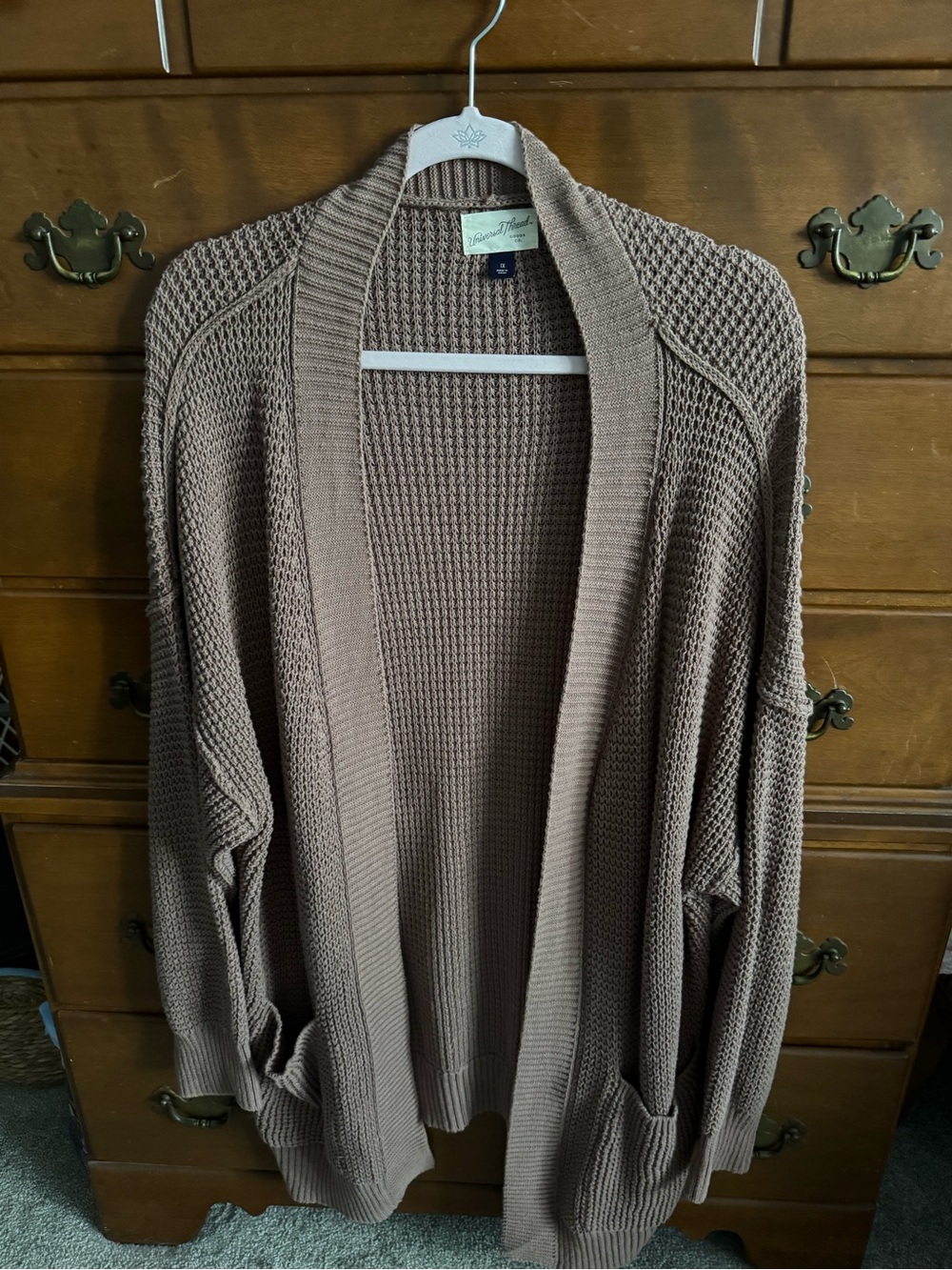 Universal Thread Taupe Open-Front Knit Cardigan